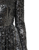 Dolce & Gabbana Black Sequined Long Sleeves Midi A-line  Dress