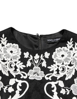 Dolce & Gabbana Black Lace Trim Short Sleeves A-line Dress