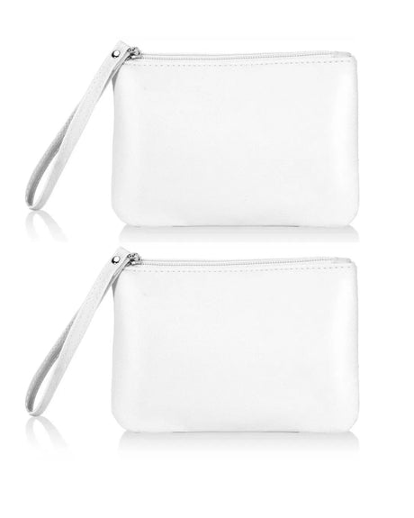 SeBUCUOO 2 Pack Mini Makeup Bag Small Cosmetic Bag for Purse Organizer Pouches Zipper Coin Holder for Car Change Essential Period Little Wristlet Tiny 4.5 x 6.5 Clutch Stadium Approved White