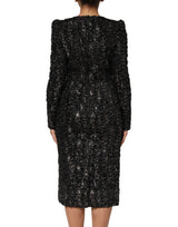 Dolce & Gabbana Black Sequin Bouclé Tweed Sheath Dress
