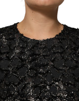 Dolce & Gabbana Black Sequin Bouclé Tweed Sheath Dress