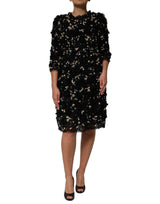 Dolce & Gabbana Black Viscose Pearl Embellishment Shift Dress
