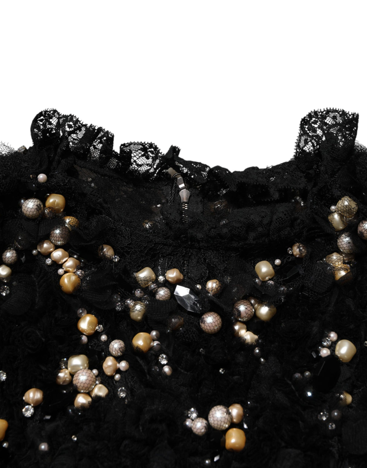 Dolce & Gabbana Black Viscose Pearl Embellishment Shift Dress