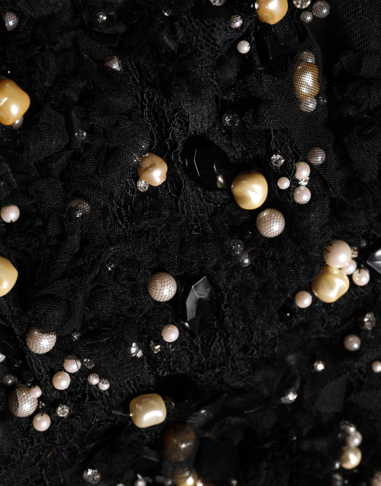 Dolce & Gabbana Black Viscose Pearl Embellishment Shift Dress