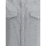 Brunello Cucinelli Gray Cotton Pattern Shirt