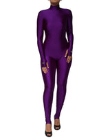Dolce & Gabbana Purple Nylon Turtleneck Bodycon Jumpsuit Dress