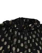 Dolce & Gabbana Black Gold Polka Dot Silk Brocade Mini Dress