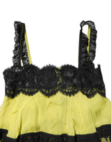 Dolce & Gabbana Yellow Black Babydoll Chemise Lingerie Dress