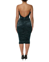 Dolce & Gabbana Green Silk Satin Fitted Strapless Dress