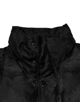 Dolce & Gabbana Black Jacquard Quilted Puffer Bomber Jacket