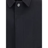 Lardini Black Fleece Wool Trench Coat