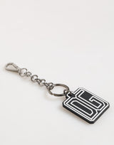 Dolce & Gabbana Black White DG Rubber Logo Silver Men Keychain Keyring