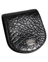 Dolce & Gabbana Black Exotic Skin Coin Condom Case Holder Pocket Wallet