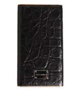 Dolce & Gabbana Black Leather Exotic Skin 3000mAh Power Bank Charger USB