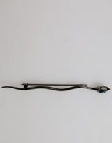 Dolce & Gabbana Black Brass Crystal Spilla Serpente Mens Brooch Pin