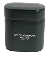 Dolce & Gabbana Black Leather Logo Print Flip Holder Men Airpods Case
