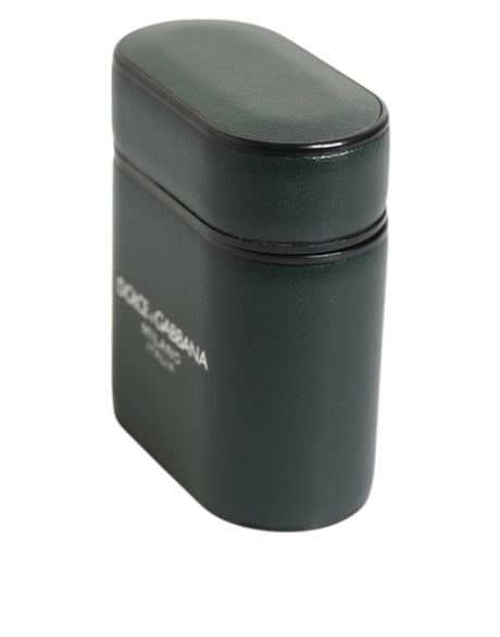 Dolce & Gabbana Black Leather Logo Print Flip Holder Men Airpods Case