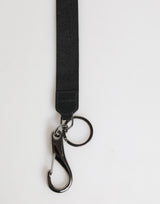 Dolce & Gabbana Black Yellow Polyester DG Logo Silver Keychain Keyring