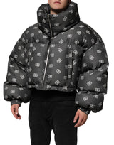 Dolce & Gabbana Black DG Monogram Full Zip Puffer Men Jacket