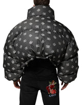 Dolce & Gabbana Black DG Monogram Full Zip Puffer Men Jacket