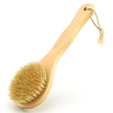 HiKin 9.84 Inch Dry Body Brush Back Scrubber Wooden Short Handle Natural Bristles Bath & Shower Brush.