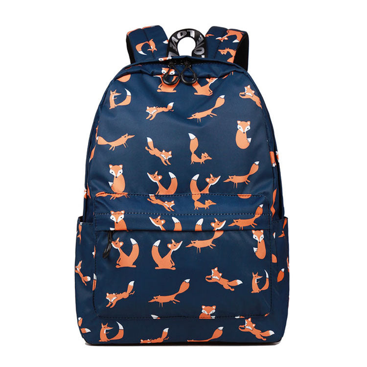 Stylish Fox Print Backpack for Students and Laptops