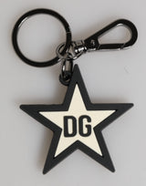Dolce & Gabbana White Black DG Logo Star Rubber Men's Keychain Keyring