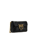 PINKO Black Calf Leather Bos Taurus Shoulder Bag