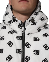 Dolce & Gabbana White DG Monogram Hooded Puffer Jacket