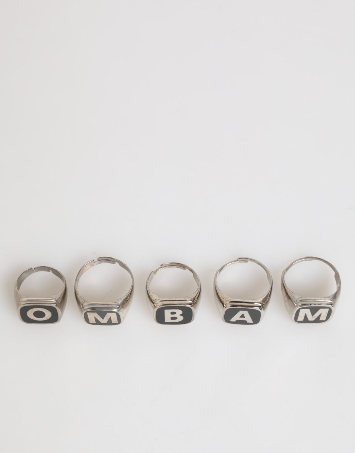 Dolce & Gabbana Silver Tone Brass Lettering Set 5 Pieces Adjustable Ring