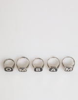 Dolce & Gabbana Silver Tone Brass Lettering Set 5 Pieces Adjustable Ring