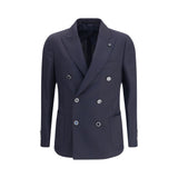Lardini Blue Fleece Wool Blazer