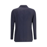 Lardini Blue Fleece Wool Blazer