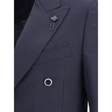 Lardini Blue Fleece Wool Blazer