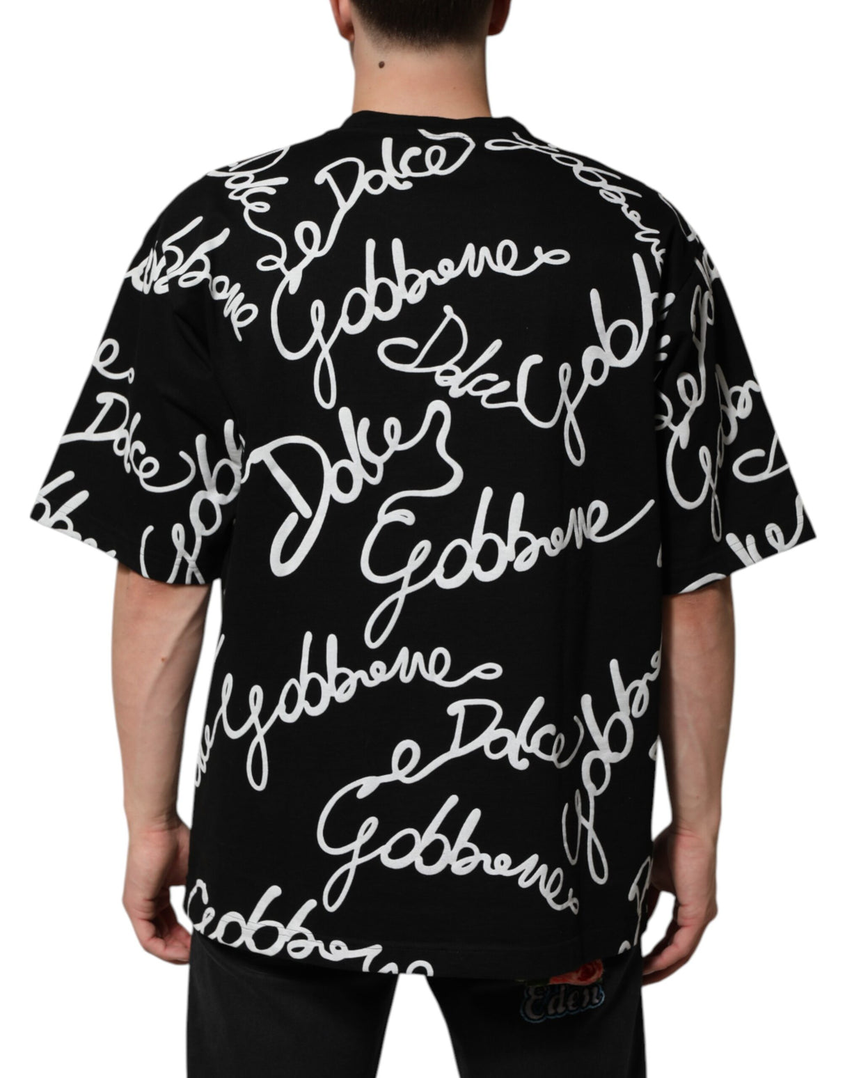 Dolce & Gabbana Black Logo Print Cotton Crew Neck T-shirt