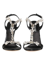Dolce & Gabbana Black Keira Crystals Heels Sandals Shoes