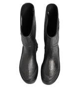 Dolce & Gabbana Metallic Black Pull On Rain Boots Men Shoes