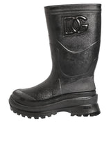 Dolce & Gabbana Metallic Black Pull On Rain Boots Men Shoes