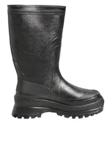 Dolce & Gabbana Metallic Black Pull On Rain Boots Men Shoes