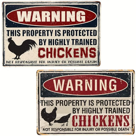 Vintage Metal Chicken Decor Sign for Home or Bar (1pc)