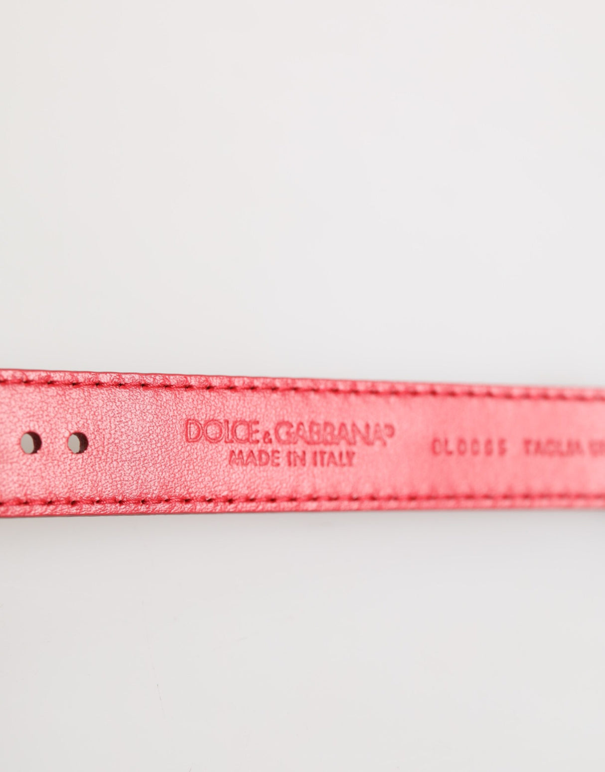 Dolce & Gabbana Red Exotic Leather Gold Tone Metal Buckle Women Armband