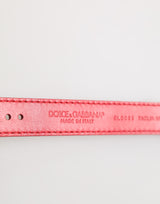 Dolce & Gabbana Red Exotic Leather Gold Tone Metal Buckle Women Armband