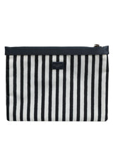 Dolce & Gabbana Black White Striped Logo Plaque Clutch Borse Pouch Bag