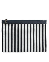 Dolce & Gabbana Black White Striped Logo Plaque Clutch Borse Pouch Bag