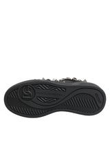 Dolce & Gabbana Black Leather Studded Low Top Sneakers Shoes