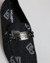 Dolce & Gabbana Blue Logo Cotton Loafers Formal Dress Shoes