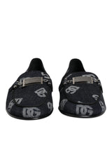 Dolce & Gabbana Blue Logo Cotton Loafers Formal Dress Shoes