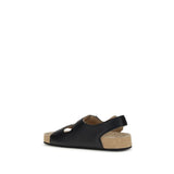 Balenciaga Black Calf Leather Bos Taurus Flat Sandals