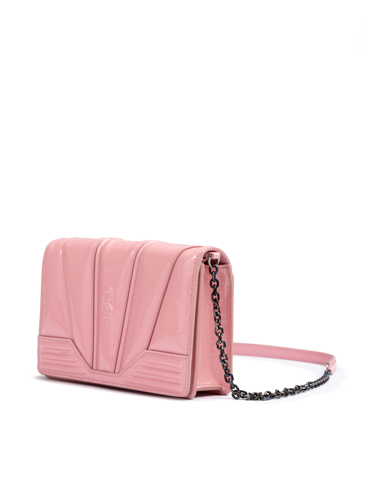Ferrari Pink GT patent leather bag with chain