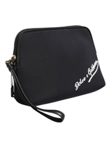 Dolce & Gabbana Black Solid Nylon DG LogoPrint Clutch Zip Borse Pouch Bag